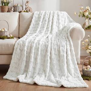 lot 14054 image: Horaldaily Easter Solid Blanket Throw, White Rabbits Soft Fuzzy Plush Faux Fur Cozy Blankets for Couch Sofa Bed Lounging, Ideal Gifts for Kids Adults Wife Self, 50x60