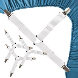 lot 14061 image: Inscool Bed Sheet Straps, 4-Pack Adjustable Bed Sheet Clips - Easy Install Secure Fit Clips, Non-Slip Elastic Holders for Fitted Sheets  Keep Sheets in Place (White) 2 Pieces
