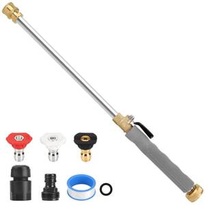 lot 14075 image: 2026 Upagraded Jet Nozzle Power Washer for Garden Hose, Pressure Washer Wand with 3 Different Nozzles and Hose Quick Connectors for Car, Patio,Pet,Window, Grey
