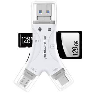 lot 14089 image: SD Card Reader for iPhoneipadAndroidMacComputerCamera,4 in1 Micro SD Card Reader Trail Camera Viewer, Portable Memory Card Reader SD Card Adapter for SD and TF Cards(White)