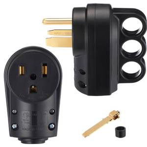 lot 14105 image: Tellegloww 2 Pcs 50amp Female Welder 6-50p Plug & 6-50r Receptacle RV Electrical Campers 3 Prong 125250V Universal Plug and Receptacle with Easy Unplug Design , ETL Listed (Black)