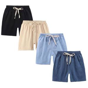 lot 14109 image: FedMois Boys Summer Shorts Cotton, Pack of 4, Black Blue Beige and Dark Blue, 6 Years