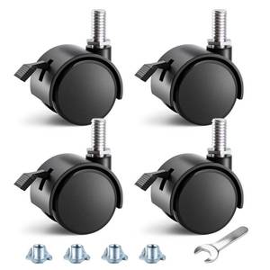 lot 14114 image: ANDUTEES 2 Inch Furniture Stem Casters Set of 4, Threaded Stem Diameter 516 Plastic Locking Caster Wheels, Black Swivel Small Castors with T-Nuts, for Table, Cabinet, Storage Rack