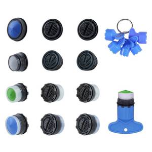lot 14122 image: Hibbent 12 Pcs Faucet Aerator with 6 Pcs Faucet Aerator Key Removal Wrench Tool, Aerators Replacement Inserts for Sink M16.5 18.5 21.5 24 mm Tap Aerators Flow Restrictor