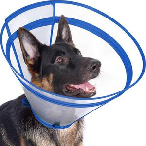 lot 14126 image: Didopet Dog Cone to Stop Licking, Clear Recovery Collar with Detachable Zipper, Sturdy Elizabethan Collar for Large Medium Small Dogs, Soft Adjustable Cone After Surgery Patented, Blue L
