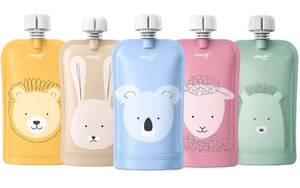 lot 14142 image: Cherub Baby 5 Packs 5oz Reusable Baby Food Pouches