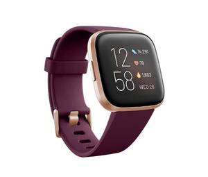 lot 14144 image: Fitbit Versa 2 Health and Fitness Smartwatch with Heart Rate, Music, Alexa Built-in, Sleep and Swim Tracking, BordeauxCopper Rose, One Size (S and L Bands Included)