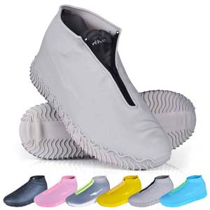 lot 14145 image: ydfagak Shoe Covers Waterproof Reusable Foldable Not-Slip Rain Shoe Covers with Zipper,Shoe Protectors Overshoes Rain Galoshes for Kids Men and Wome (Gray, L (Women 8-12, Men 7-11))