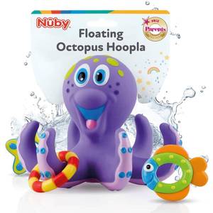 lot 14156 image: Nuby Floating Octopus with 3 Hoopla Rings - Baby & Toddler Bath Toy - No Hole Design Keeps Moisture Out - Fine Motor Skills - 18 Months - Great Baby Pool Toys