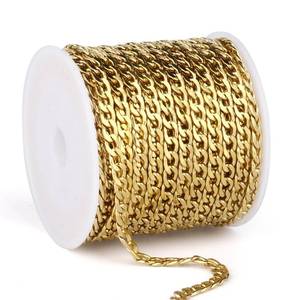lot 14162 image: 33FT Gold Stainless Steel Cuban Chain 4.5mm Curb Chain for Jewelry Making