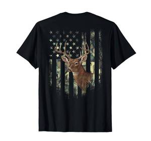 lot 14164 image: (Art on Back) American Flag Deer Hunting Camo T-Shirt Youth Medium