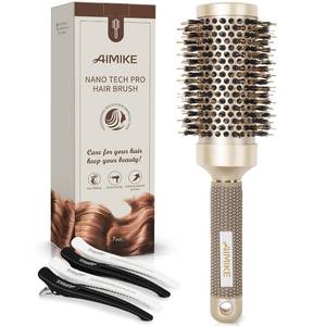 lot 14168 image: AIMIKE Round Brush for Blow Out, Medium Round Hair Brush Nano Thermal Ceramic & Ionic Tech, for Blow Drying & Styling, Curling and Shine - 2.9 inch Barrel wBoar Bristles
