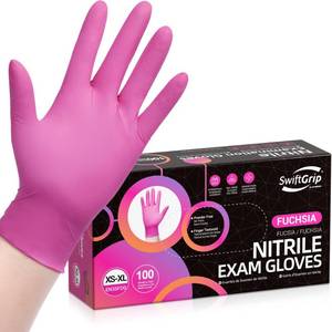 lot 14175 image: SwiftGrip Pink Gloves Powder-Free Nitrile Gloves, 100ct Box - 3-Mil, Gloves Disposable Latex Free, for Kitchen, Cleaning, Estheticians, Hair Stylist - PinkFuchsia(Medium)