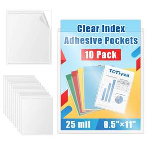 lot 14177 image: TOTiyea Clear Adhesive Pockets 10 Pack 8.5x11,Strong Adhesive Backing