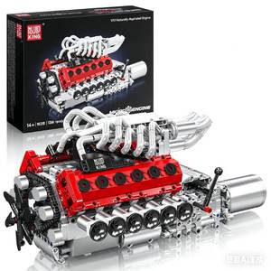 lot 19894 image: Mould King V12 Engine Model Kit for Adults, 1366 Pcs Engine Kits that Run (Open Box, May Be Missing Pieces)