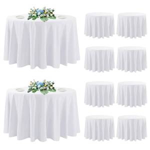 lot 19895 image: DAKKIONY 10 Pack Round Tablecloth White 120 Inch, Stain Resistant and Wrinkle Polyester Fabric, Washable Table Cover for Kitchen Dining, Wedding, Buffet Table, Holiday Party