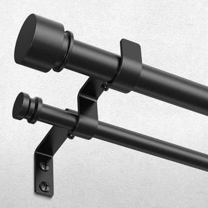 lot 19899 image: Wolistsa Double Curtain Rod 36-76 Inch, Heavy Duty Dual Rods, Matte Black