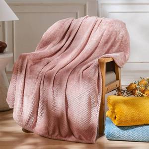lot 19909 image: NEWCOSPLAY Fleece Leaves Pattern Twin Blanket, Dusty Pink, 60x80