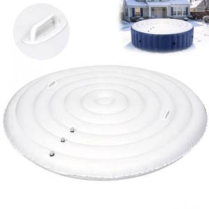 lot 19915 image: Inflatable Hot Tub Cover Round, 4-6 Ft Adjustable Size with Handles, Compatible with C oleman S aluspa I ntex Hot Tub, Ultra Thick Round Spa Cover Insert (Used)