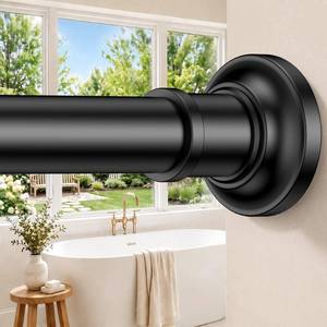 lot 19918 image: Haryaers Tension Shower Curtain Rods 1.1 Diameter Black Long Curtain Rod 30 to 100 inch Adjustable Spring Heavy Duty Rods for Bathroom Windows Outdoor No Drill No Slip Stainless Steel