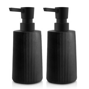 lot 19929 image: DUMUTRIJIN 2 Pack Glass Small Soap Dispenser for Bathroom and Kitchen 250ml8.5oz Dish Soap Dispenser Modern Farmhouse Striped Style Hand Soap Dish Soap Dispenser with Pump (Black)
