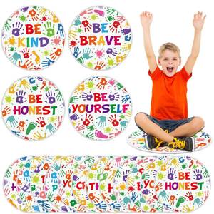 lot 19930 image: Tinideya 12 Pcs Kids Carpet Circle Seats for Class 16 Inch Round Classroom Rug Back to School Floor Cushions Soft Educational Mat Non Slip First Day of School Learning Playing Areas(Handprint)