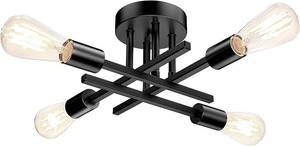 lot 19942 image: TOBUSA Modern 4-Light Semi Flush Mount Ceiling Light Fixture, Matte Black