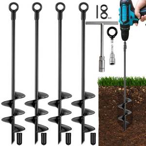 lot 19943 image: Fabulas Ground Anchors Heavy Duty, Swing Set Anchor Kit 18 Inch 4 Pack Screw in Earth Anchors Trampoline Stakes High Wind Metal Auger Anchor for Shed Tent Carports Securing Animals Camping Mobile Home