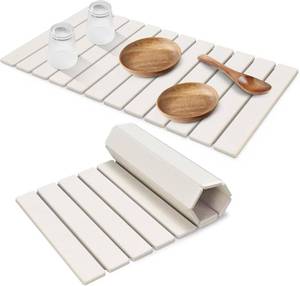 lot 19947 image: Extral Large Stone Dish Drying Mats for Kitchen Counter, 28(L)�16(W) Quick Dry Dish Drying Mat, Collapsible Eco-Friendly Absorbent Diatomaceous Earth Mat for Dishes Cups, Match Any Countertop