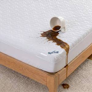 lot 19952 image: RestTwill 5-Sided Waterproof Mattress Protector, Noiseless Bedding Pad