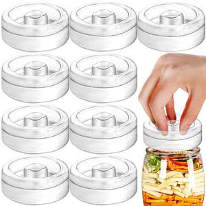 lot 19953 image: Yesland 9 Pack Fermentation Glass Weights with Easy Grip Handle, Fermentation Weights for Wide Mouth Mason Jar, Sauerkraut, Vegetables, Pickles, Kimchi and Other Fermented Food