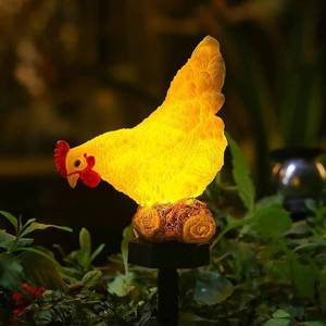 lot 19971 image: CHUANGFENG Outdoor Chicken Solar Lights Resin Garden Decor for Outside Patio Yard Cute Chicken Gifts for Housewarming Mothers Day Birthday