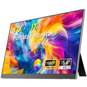 lot 19973 image: Yodoit Portable Monitor for Laptop, 15.6 1920�1080 FHD IPS Travel Screen Display with Built-in Adjustable Stand Dual Speakers for MacBook PC Xbox (Black)