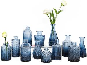 lot 19979 image: TBWIND 12Pcs Blue Glass Bud Vases Set, Small Vases for Flowers