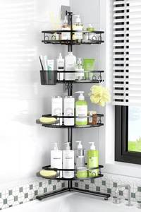 lot 19984 image: Standing Corner Shower Caddy - Rustproof Bathroom Shower Stand Shelf