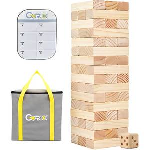 lot 19987 image: GOROCK Giant Tumbling Tower Game��57Pcs Wooden Block Stacking Game ��Over 4.2FT����Classic Family Indoor Outdoor Yard Party Games for Kids and Adults with Carry Bag