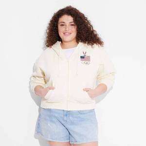 lot 20259 image: Womens Looney Tunes Bugs Bunny Graphic Hoodie Sweatshirt - Cream 3X
