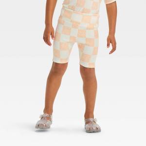 lot 20265 image: Grayson Mini Toddler Girls Knit Checkerboard Printed Shorts - Orange 12M