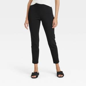 lot 20269 image: Womens High-Rise Skinny Ankle Pull-On Pants - A New Day Black 8 Long Recycled Polyester Blend, Slim Fit, Elastic Waistband