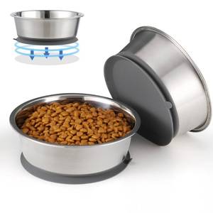 lot 20274 image: Nicelock Stainless Steel Dog Bowl  Set of 2, Metal Dog Bowls with Suction Base, Rubber Bottom & Premium Material & Easy Clean (Gray-2 Pack)