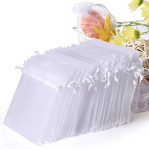 lot 20296 image: WenTao 100PCS 4x6 (10x15cm) Sheer Organza Bags, White Mothers Day Wedding Favor Bags With Drawstring, Premium Jewelry Pouches Party Festival Gift Bags Candy Bags, Fruit Protection Bags