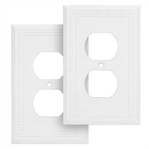 lot 20304 image: Henne Bery Sunken Pearls Heavy Duty Decorative Wall Plate Switch Plate Outlet Cover (Single Duplex, 2 Pack, White)