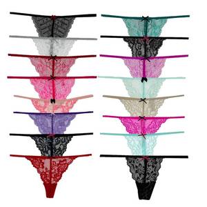 lot 20307 image: COLOROSES 6 Pack Women Lace G-String Thongs, No show,Assorted Colors,L