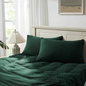 lot 20321 image: H HOUSEHOLD 100% Jersey Knit Cotton King Size Pillowcases Set of 2, Super Soft Breathable Pillow Cases for Sleeping, Envelope Closure, Stretchy T-Shirt Fabric (Dark Green, King Size Pillowcase)