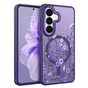 lot 20325 image: DOMAVER for Samsung Galaxy S26 Plus Case, Magnetic Flowers Design - Purple