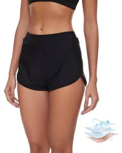 lot 20329 image: Leovqn Period Swimwear Shorts Leakproof Menstrual Swim Bathing Suit Built-in Bikini Bottom Waterproof UV 50 Teens Girl Women Black XS