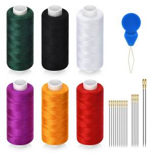 lot 20343 image: 6 Pcs Sewing Thread Kit, 400 Yards Each Spool 402 Polyester Thread with Sewing Needle & Threader, Sewing Threads for Sewing Machine, Hand Stitching, Embroidery