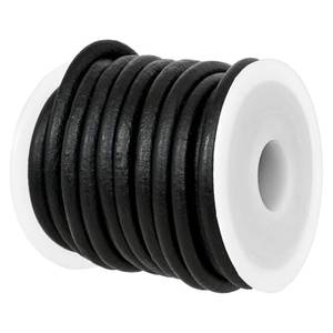 lot 20361 image: GENIQUE RealGenuine Round Leather String Cord for Necklace, Bracelets, Jewellery, Braiding (Black Distressed, 5mm)