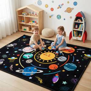 lot 20365 image: Space Rugs for Kids Bedroom,Outer Space Rug for Boys Room,Solar System Planet Theme Carpet for Playroom and Classroom Decor,25�4