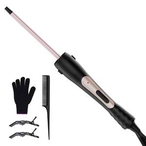 lot 20379 image: 38 Inch Small Curling Iron, 9mm Tiny Curling Wand for Short & Long Hair, Ceramic Small Barrel Curling Iron with Adjustable Temperature, Fast Heating Hair Curler with Heat Resistant Glove & 2 Clips